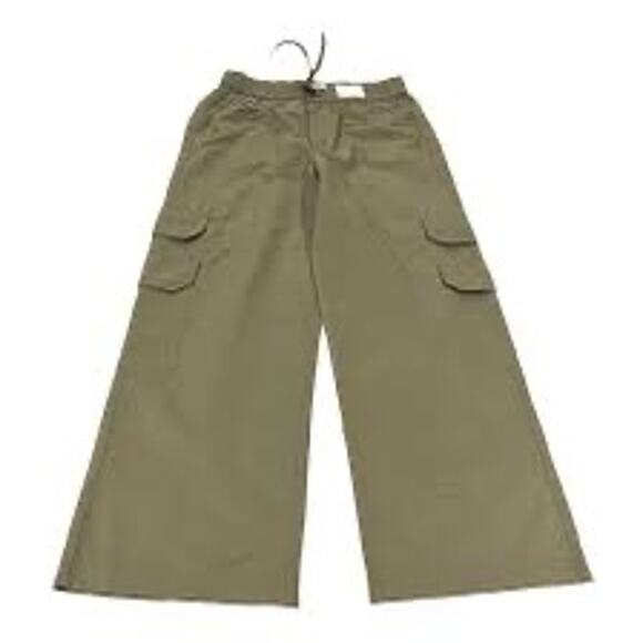 NWT Abercrombie & fitch womens army green wide leg cargo pants size large - Picture 1 of 7